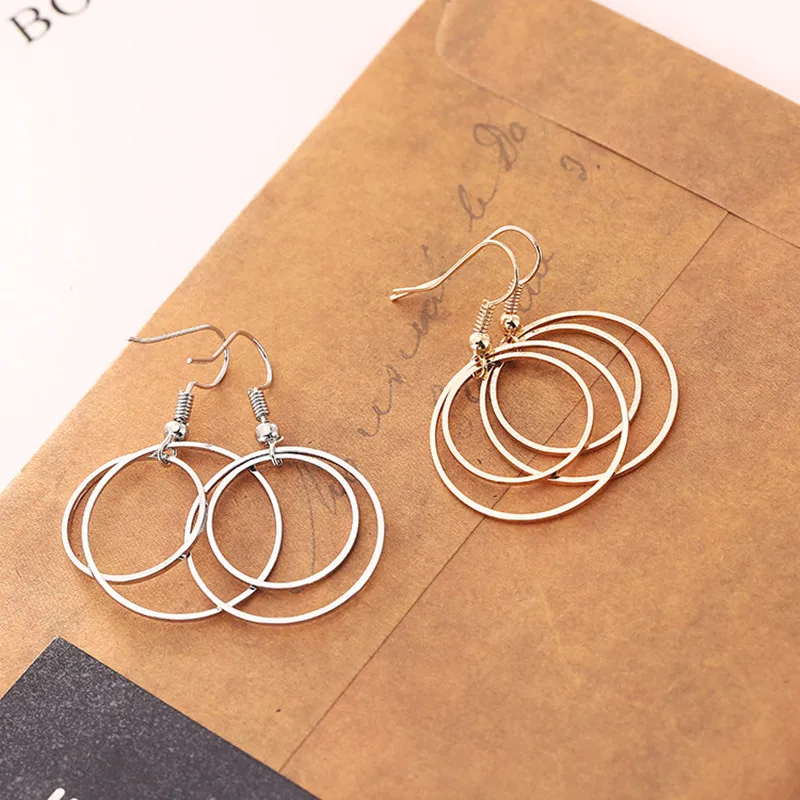 Orecchini cerchio pendientes mujer moda aros Винтажные серьги геометрические висячие кольца золотые