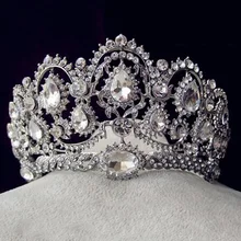 Europejski Vintage tiary biżuteria dla nowożeńców Quinceanera Rhinestone kryształowe korony korowód ślubne akcesoria do włosów dla narzeczonych
