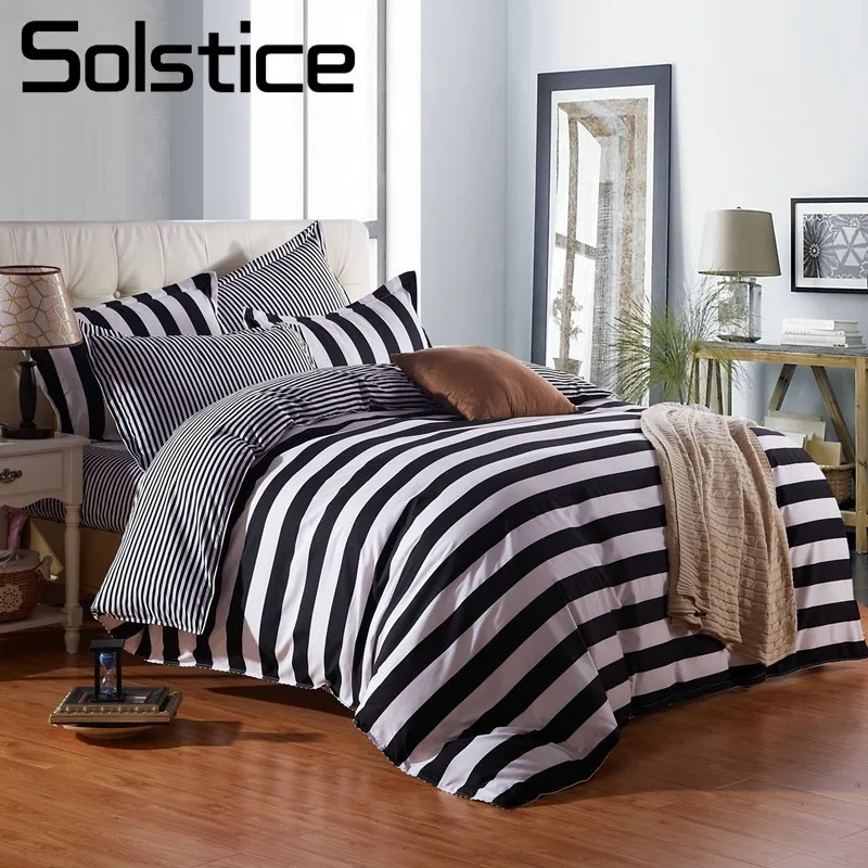 

Solstice Home Textile Geometric Stripe Pattern Bedding Sets Duvet Cover Pillowcase Sheet 3/4PCS Fashion Bedlinen King Twin Size