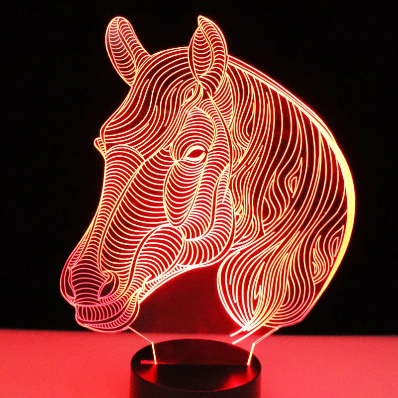 

3D LED Night Light Horse Head Side with 7 Colors Light for Home Decoration Lamp Amazing Visualization Optical Illusion Awesome