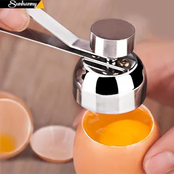 

Sunhanny Stainless Steel Boiled Egg Topper Shell Top Cutter Knocker Opener Raw Egg Cracker Separator Egg Divider Kitchen Gadgets