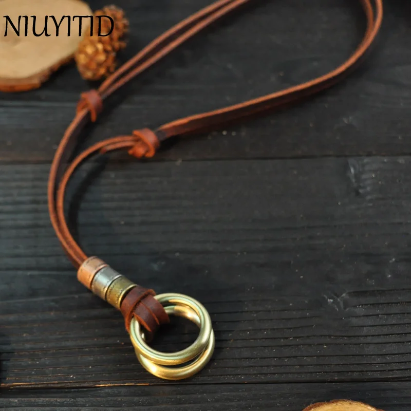 

NIUYITID 100% Genuine Leather Men Necklaces Retro Cheap Pendants Neckless Adjustable Cool Male Jewelry