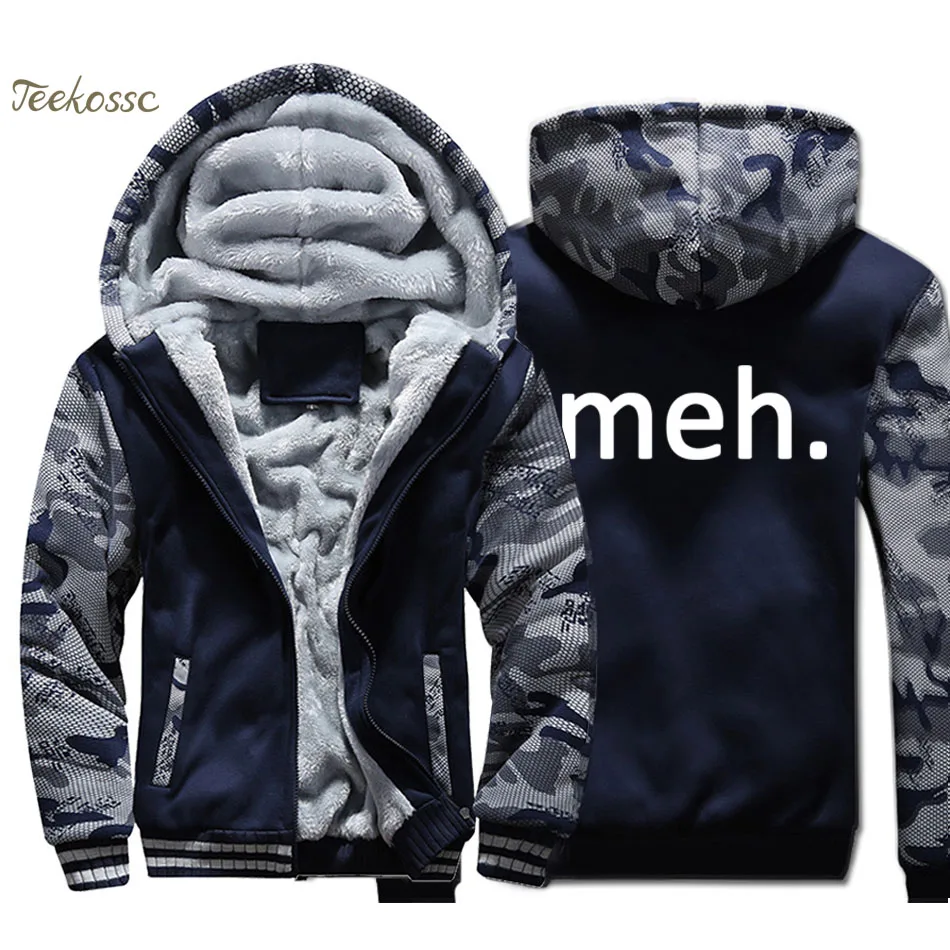 

Meh Internet Geek Nerd Funny Hoodie Men Hip Hop Hooded Sweatshirt Coat New Winter Thick Fleece Warm Camouflage Jacket Streetwear