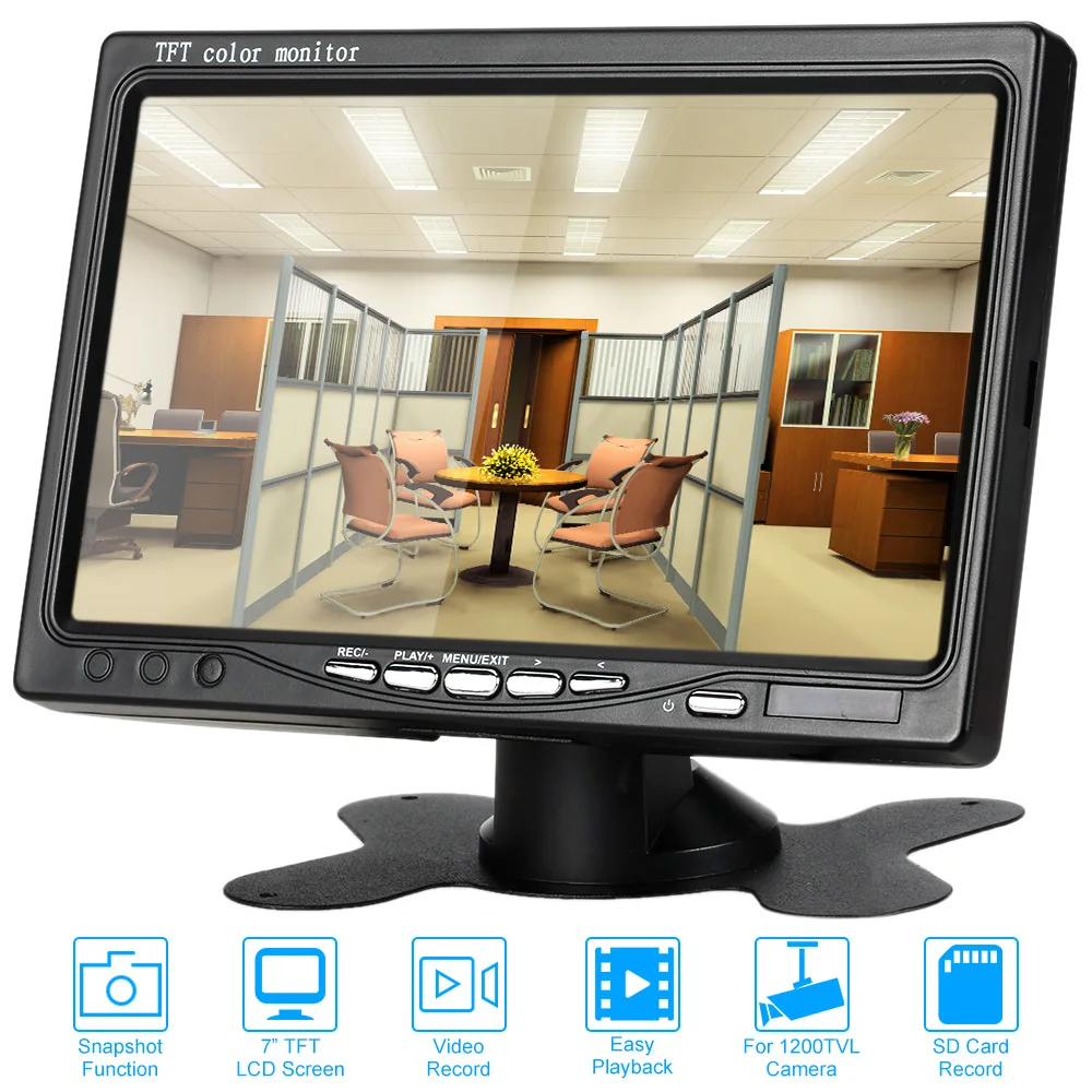 imágenes para 7 "Pantalla Del Monitor TFT LCD de Color de Vídeo Grabar Instantánea Reproducción CCTV Pantalla Retrovisor Del Coche Monitor de Vídeo de la Ayuda 64G SD Card imágenes para 7 "Pantalla Del Monitor TFT LCD de Color de Vídeo Grabar Instantánea Reproducción CCTV Pantalla Retrovisor Del Coche Monitor de Vídeo de la Ayuda 64G SD Card