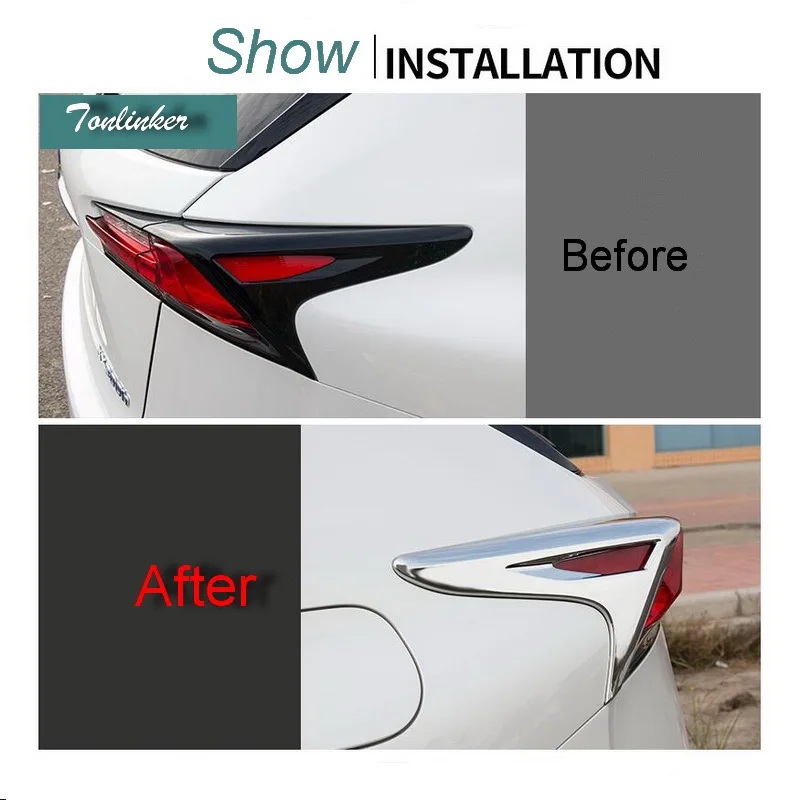 

Tonlinker Cover Case Stickers for Lexus NX200 300H 200t 2016 Car Styling 2-4 PCS ABS Chrome rear headlight panels frame sticker