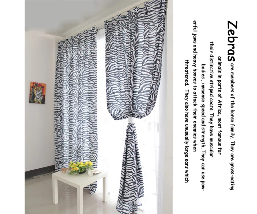 Пышные декоративные верхние тонкие черно-белые шторы с принтом зебры для гостиной светонепроницаемые шторы для спальни занавески оконные панели