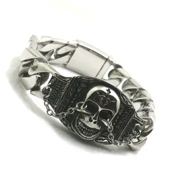 

Mens 316L Stainless Steel Cool Biker Skull Cool Hot Bracelet