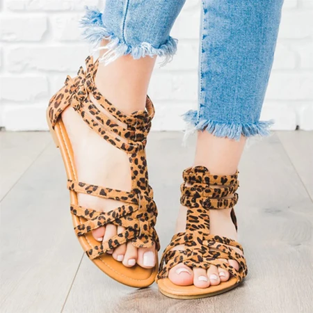 Нан джиу MOUNTAIN летние сандалии знаменитостей Стиль богемный Для женщин обувь для отдыха большие размеры 35–43 - Цвет: leopard