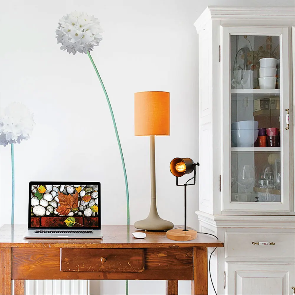 Американская настольная лампа ASCELINA винтажный деревянный Лофт светодиодная