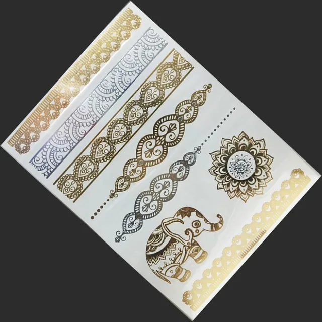 1Pcs Metalic Tattoo Flash Golden Tattoos Kids Fake Tattoos For Party Body Paint Make Up Decoration ShenTie Tattooed 1Pcs Metalic Tattoo Flash Golden Tattoos Kids Fake Tattoos For Party Body Paint Make Up Decoration ShenTie Tattooed