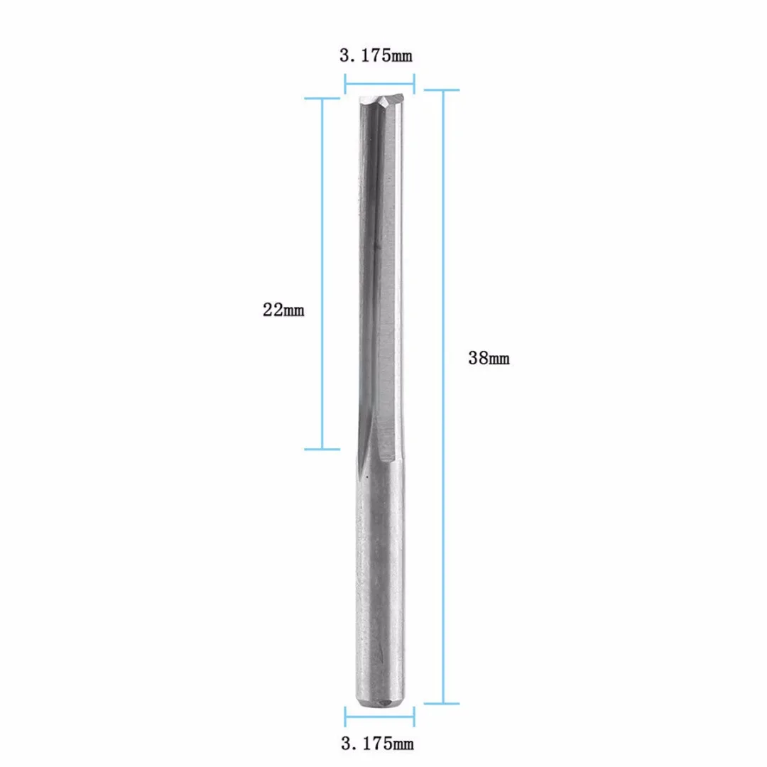 10pcs/lots New 3.175mm 22mm Carbide 2 Flute End Mill CNC Router Bit Milling Cutter