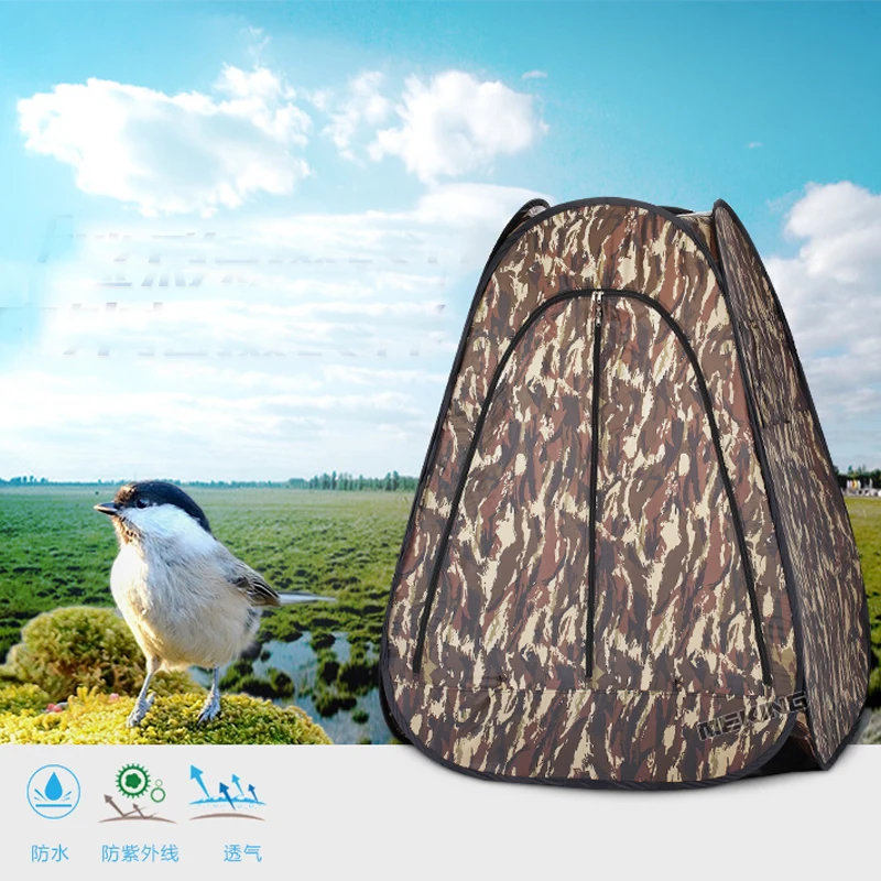 

Camouflage watching bird/photography single hide Hiking Easy Setup Instant Pop up Tent Portable anti-UV tent with silver coated