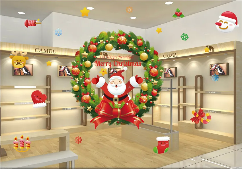Счастливого Рождества Съемные Наклейки на стены «сделай сам» магазин оконные наклейки Noel рождественские украшения для дома год adornos de navidad - Цвет: B-01