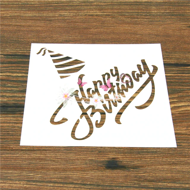 Happy Birthday Stencil Painting  Happy Birthday Stencil Cakes - New 26cm  Cake Diy - Aliexpress