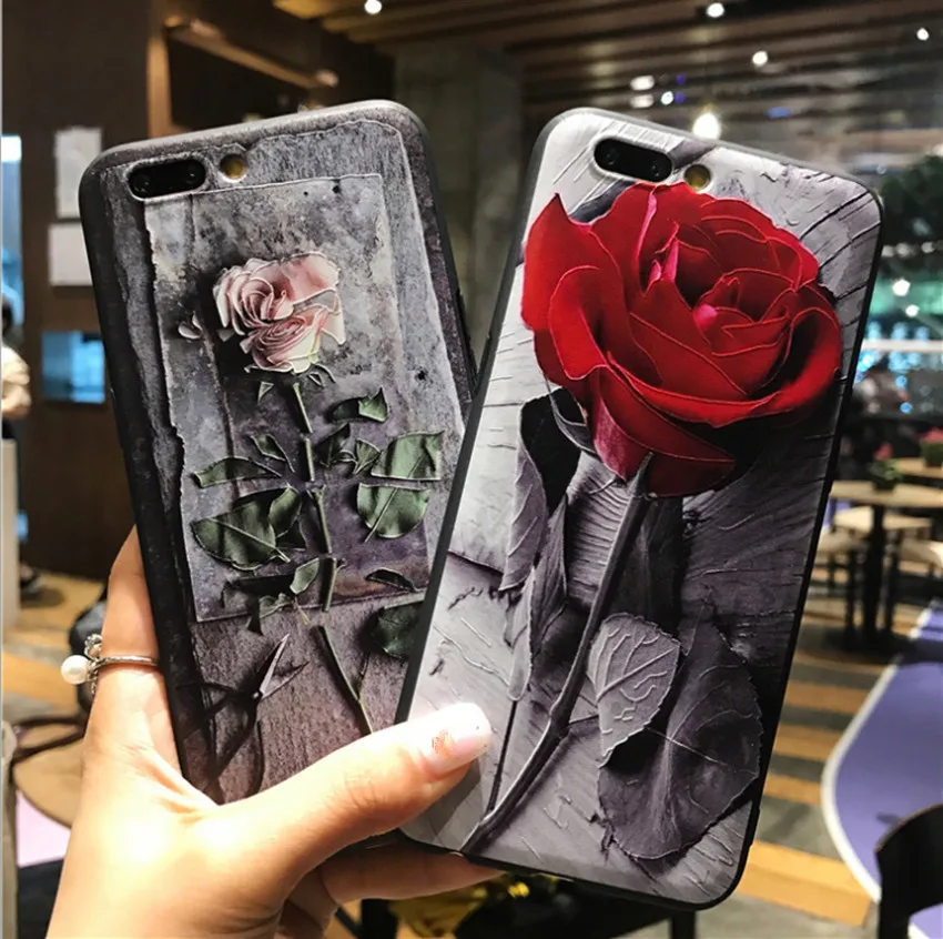 

Compact luxury Case For iPhone XS Max XR Red Rose Flower Phone Cases For iPhone X 8 7 6 6S Plus 5s SE Relief Soft TPU Back Cover