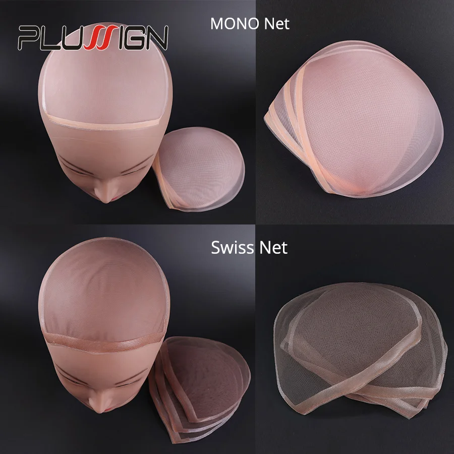 Plussign 1Pcs/ Mono Hairnet For Making Wig Lace Wig Toupee U Part Skin Beige/Brown Color Lace Hairnet Material For Wig Caps