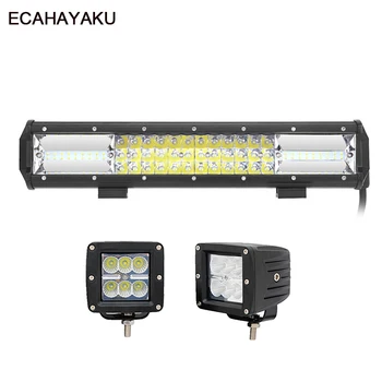 

ECAHAYAKU 2Pcs 3inch Led Pods 18W Flood 1Pcs 15inch Led Light Bar 216W Combo beam for Offroad SUV Jeep Tractor Trailer 10-30V DC