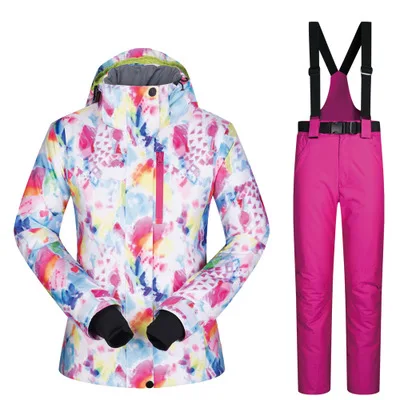 Женский лыжный костюм, бренд, новинка, SCTZ, ветрозащитный, водонепроницаемый, дышащий, теплый комплект, лыжная куртка, зимние штаны, зимние костюмы для сноуборда - Цвет: 2