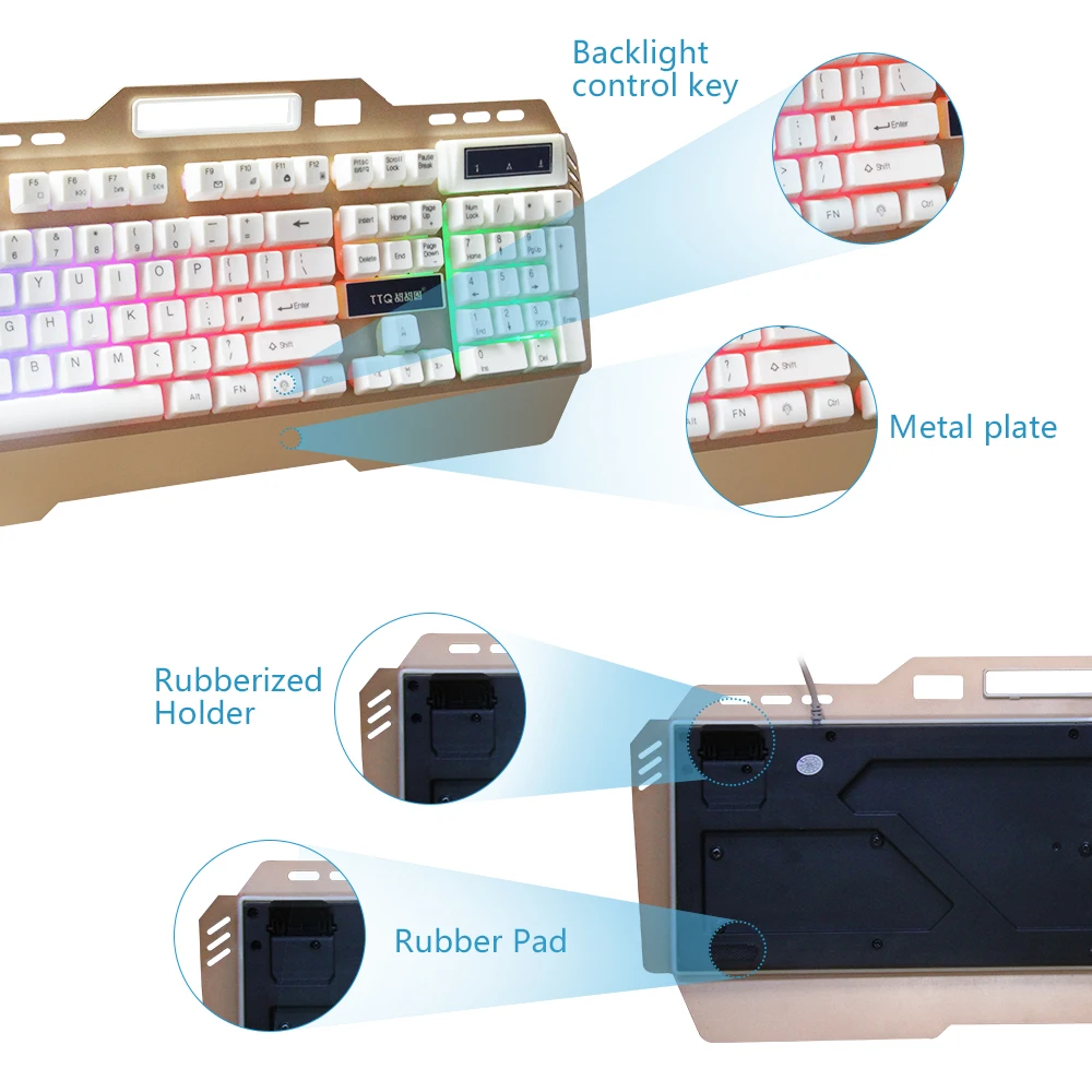 TTQ USB игровая клавиатура мышь 2000 dpi комплект геймера механическая клавиатура