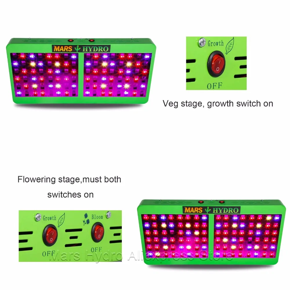  2pcs MarsHydro Reflector 600W Led Grow LightSwitchable Full Spectrum for Bloom/veg Grow Hydroponic  - 32550822578