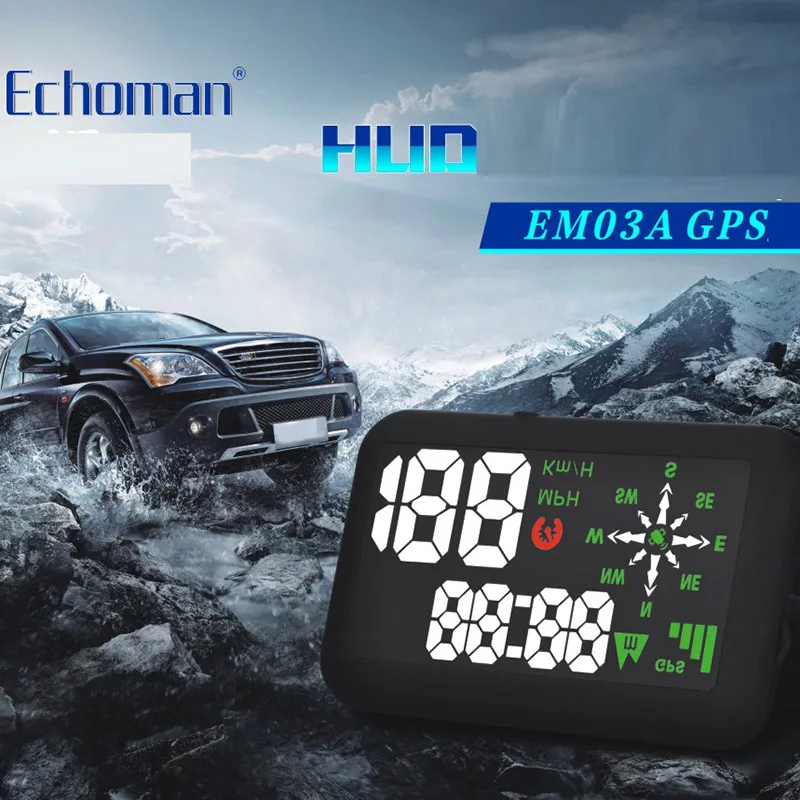 

5.5" Car HUD GPS Head Up Display EM03 Windscreen Projector OBD II Speed Warning Fuel Consumption Vehicle Driving Data Diagnosis