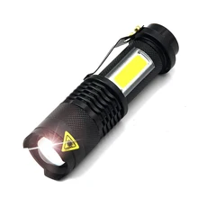 NEW ARRIVAL Super Bright Mini COB LED Flashlight Cree XML Q5 Led Torch COB Flashlights 4 Modes Portable Lights for Camping