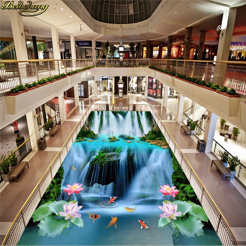 Beibehang Custom Photo Wallpaper Floor Painting Lottery Waterfall