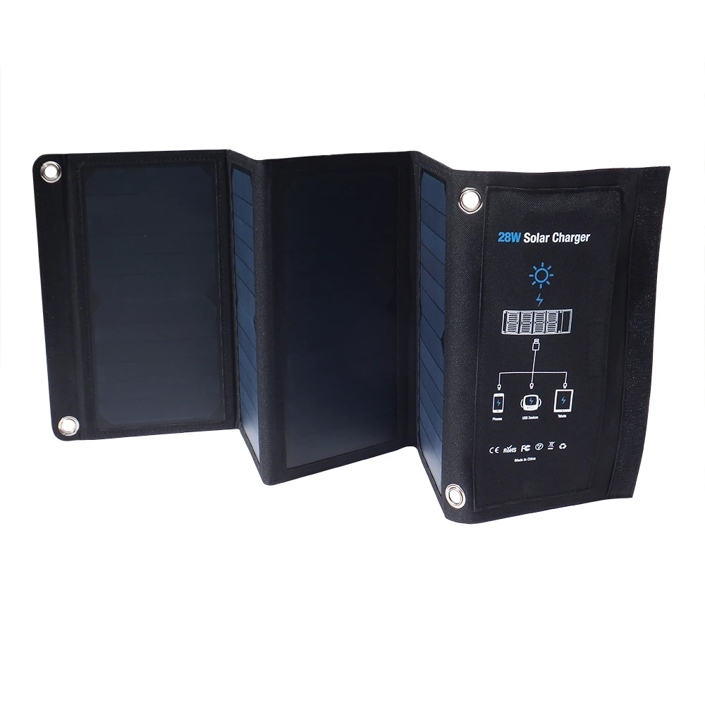  5V 28W Solar Panel Solar Power Bank 3 USB port Solar Charging Solar External Battery Charger for Xi