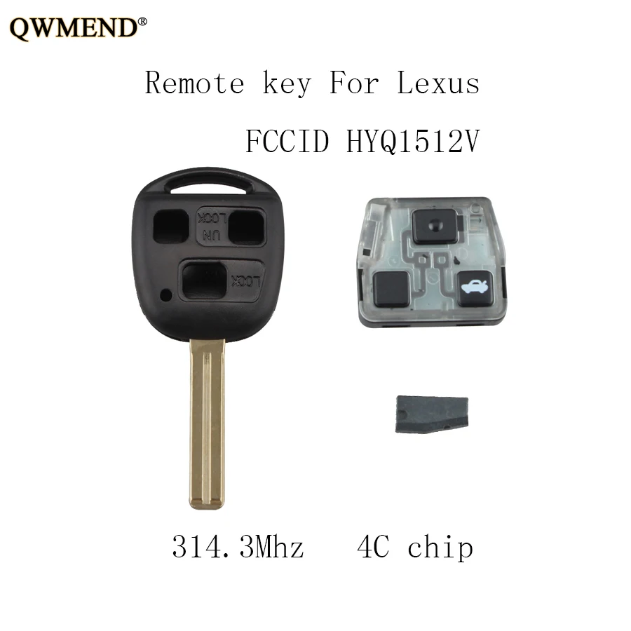 Qwmend 315 МГц дистанционный ключ-брелок от машины для Lexus 2002 2003 ES300 1997-2005 GS300 1998 1999 2000 GS400 ключ+ 4C чип