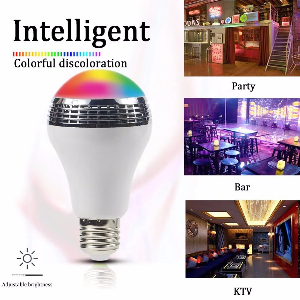 Dvolador умный телефон затемнения лампы 10 Вт Колонки музыка E27 LED RGB приложение