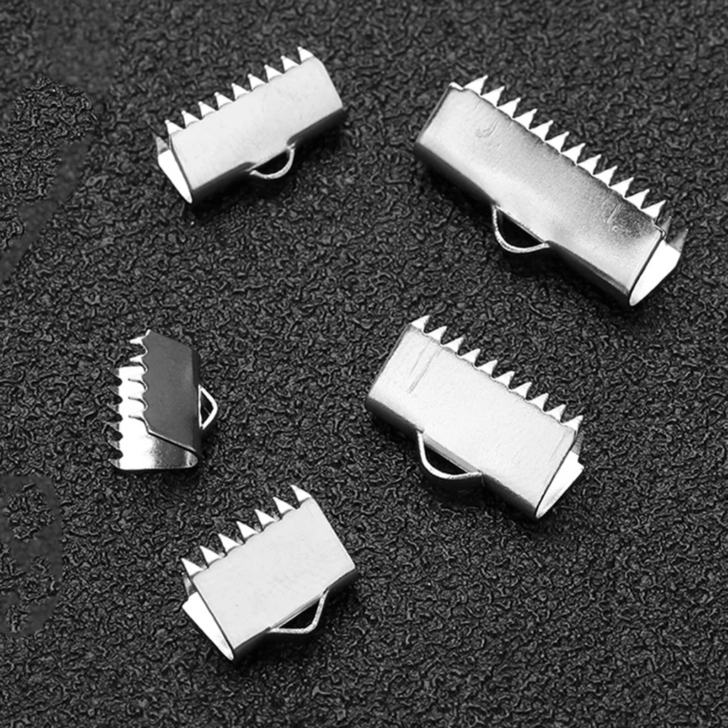 20Pcs Iron Ribbon Ends Bracelet Crimp Clamp End Findings Cord Ends Fasteners Clasp Leather Ends Jewelry Making Findings