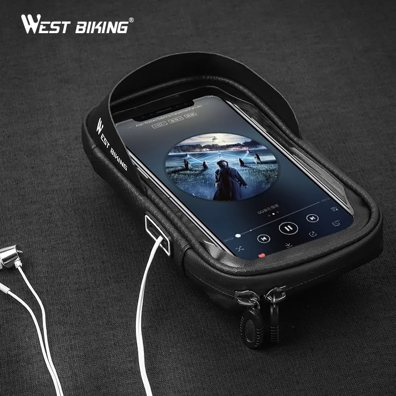 West Biking 360 Rotation Bicycle Phone Bag Waterproof Touch Screen 6 Inch Mobile Phone Case Bag Bike Accessories Cycling Bags