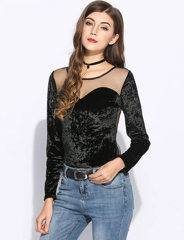 2017 новая мода о образным вырезом полный вельвет кружева tumblr camisetas единорог see through