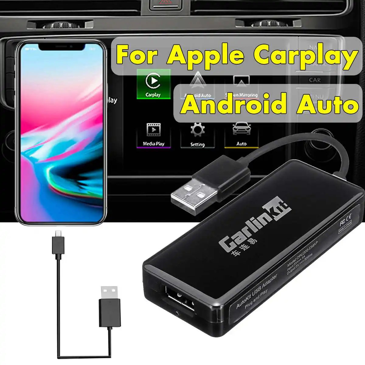 Carlinkit USB Smart Car Link Dongle for Android Car Navigation for Apple Carplay Module Auto Smart Phone USB Carplay Adapter