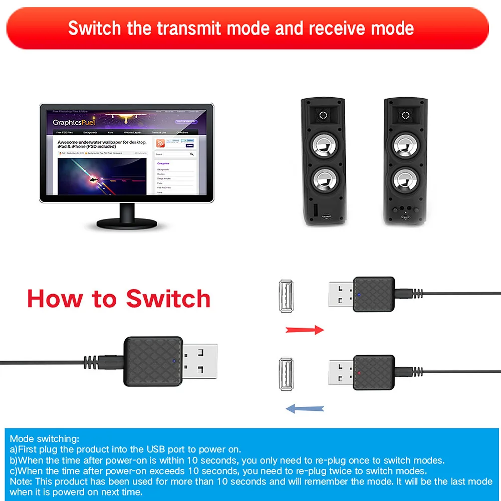 1 шт. Bluetooth 5,0 аудио приемник передатчик Мини 3,5 мм AUX Jack стерео Bluetooth передатчик для ТВ ПК автомобиля USB беспроводной адаптер