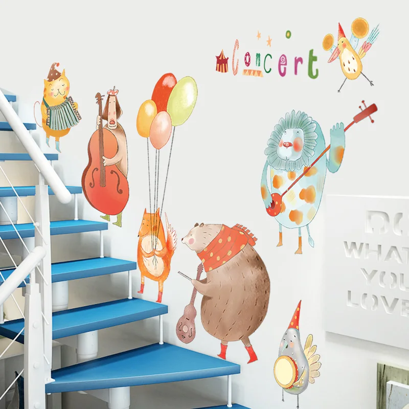 Красочные Музыкальные Мультяшные настенные наклейки для детской комнаты, детская комната, украшение для дома, отделка детской стены, Наклейки