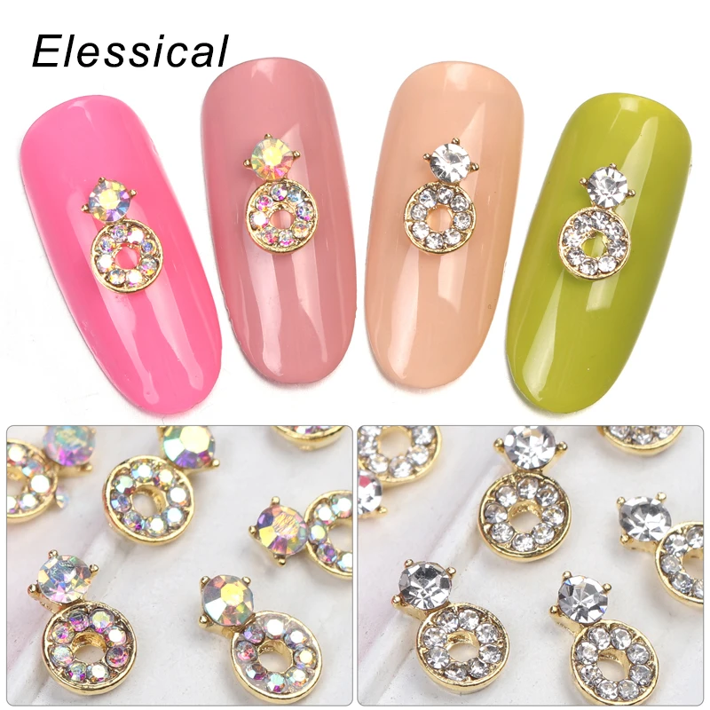 Buy ELESSICAL 10pcs Circle Alloy Nail Charms Glitter
