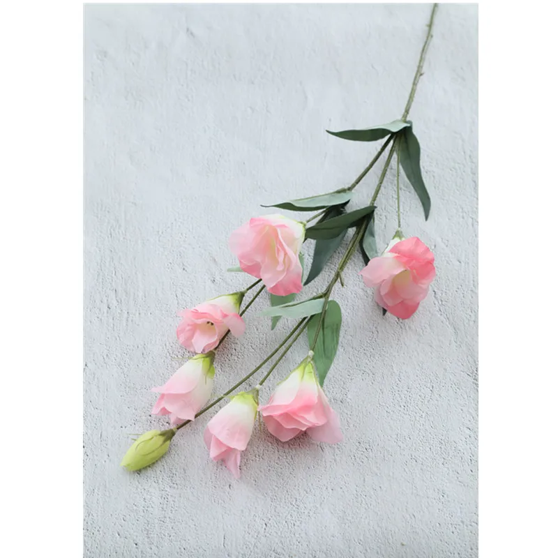 Для свадьбы Искусственные цветы 7 голов Eustoma шелк имитация цветов для дома украшения отеля поддельные цветы подарок на день Святого Валентина 79 см - Цвет: Розовый