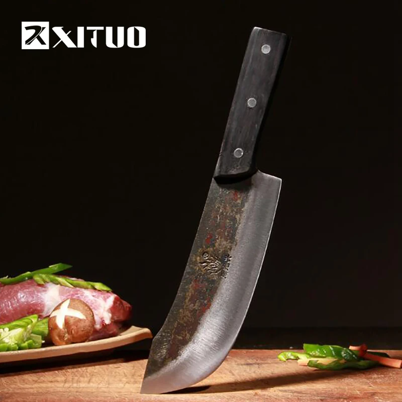 XITUO forged boning knife manual split knife clip steel slaughter special knife German tungsten steel chef special kitchen knife