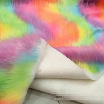 

Colorful fox faux fur artificial long hair braid fabric printed home textile cloth