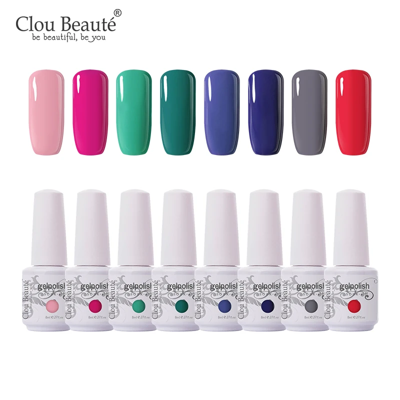 Набор гелевых лаков Clou Beaute 8 шт., полуперманентный Гель-лак для маникюра, гибридный гвоздь, Гель-лак 8 мл - Цвет: 8ml-8pcs-ZH08