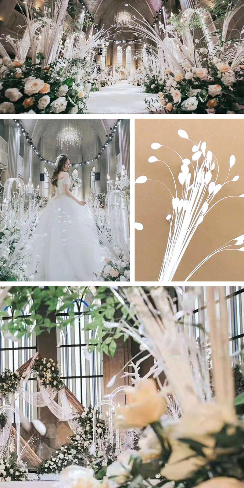 Йо Чо Флорес искусственное украшение для дома 40 голов белый Peacocok трава дорога свинец плантас шелковые цветы для свадьбы реквизит