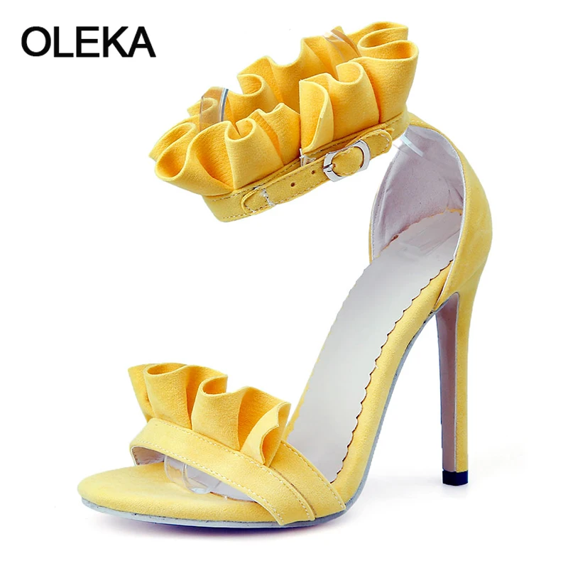 Oleka 2018 Новые женские босоножки сладкий пляжная обувь 10 см тонкий высокий каблук