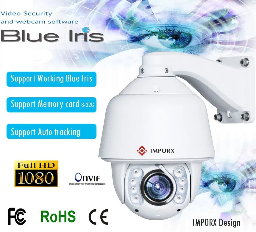 Синий ирис CCTV Камера 2016 20x Оптический зум IR 150 м Высокое Скорость Dome Full HD1080P Auto Tracking PTZ IP Камера со стеклоочистителем