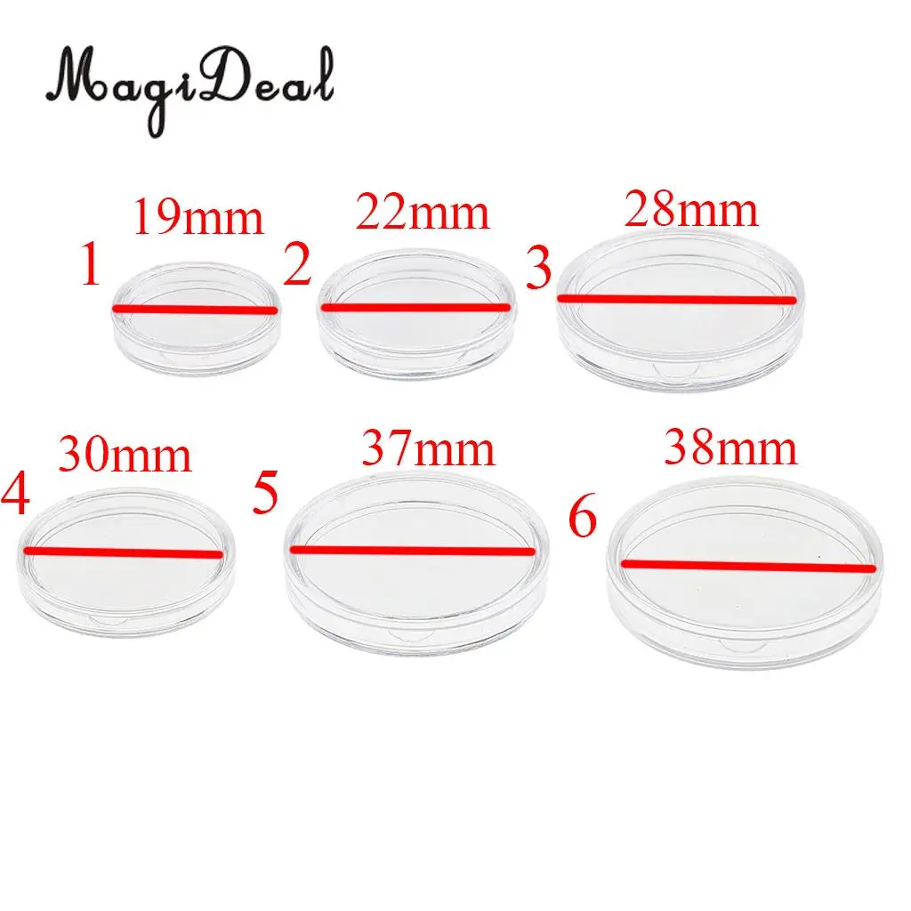 300pcs Clear Round Coin Capsule Container Storage Holder Case 19/22/28mm