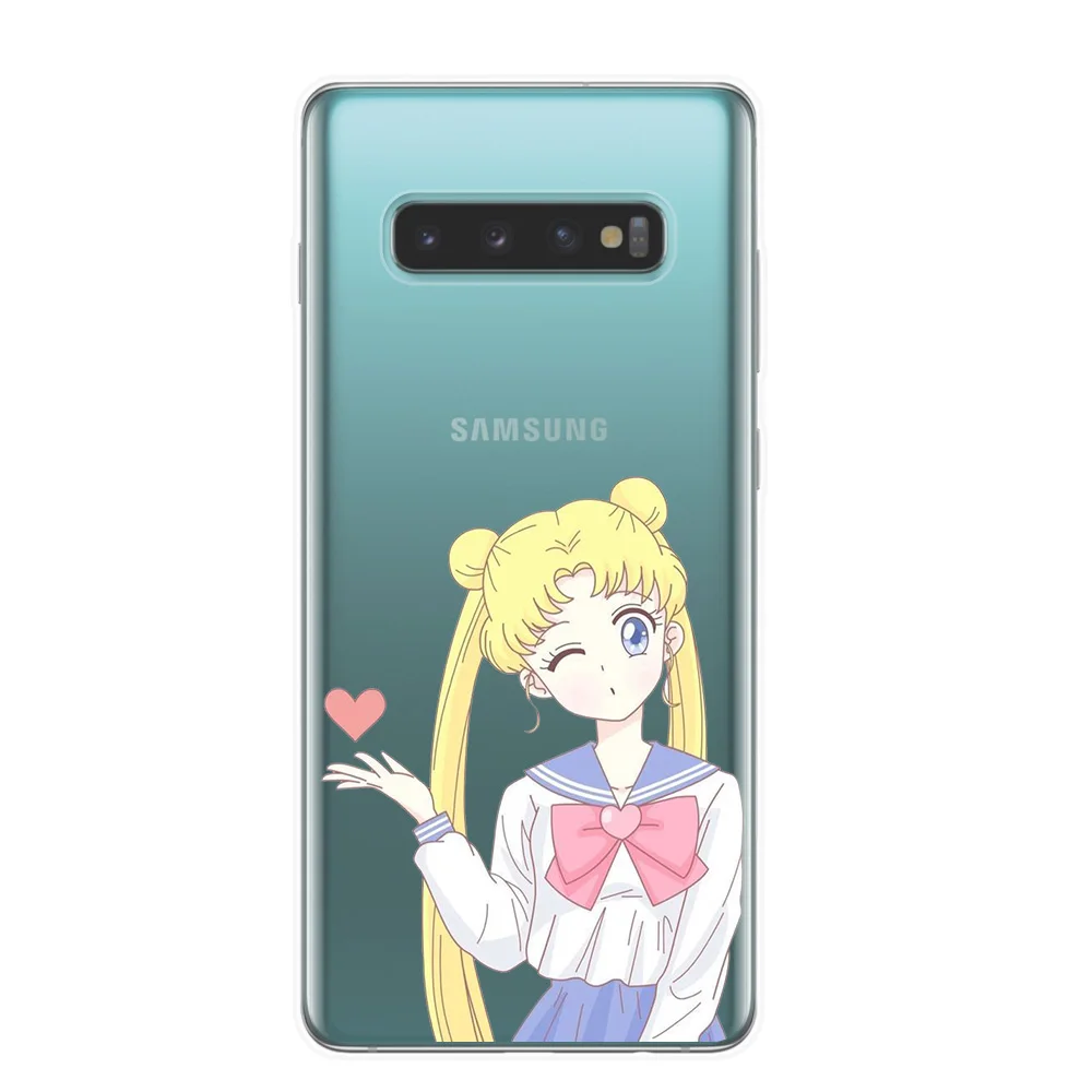Чехол с японским аниме Kawaii Sailor Moon чехол для Samsung S6 S7 Edge S8 S9 S10 Plus S10E Lite рисунком в