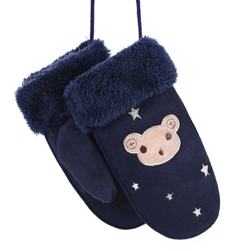 Kids winter gloves Winter Girls Boy Gloves Cute Cartoon Rabbit Thicken Warm Fleece Glove Kids Full Finger Gloves Wrist Mittens Hand 1Pairs