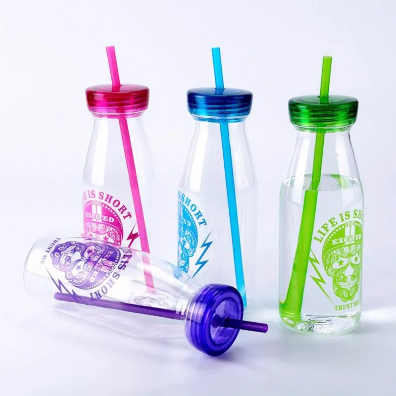 Buy 550ml Plastic Sports Water Bottle Straw For