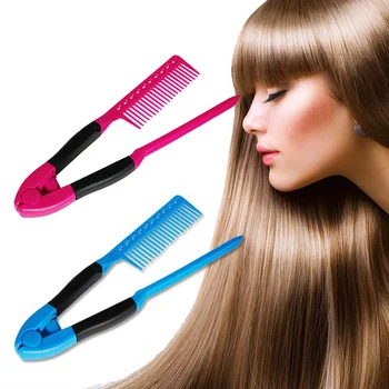

2019 1PC Straight Hair Comb V Type Hair Straightener Comb DIY Salon Styling Tool