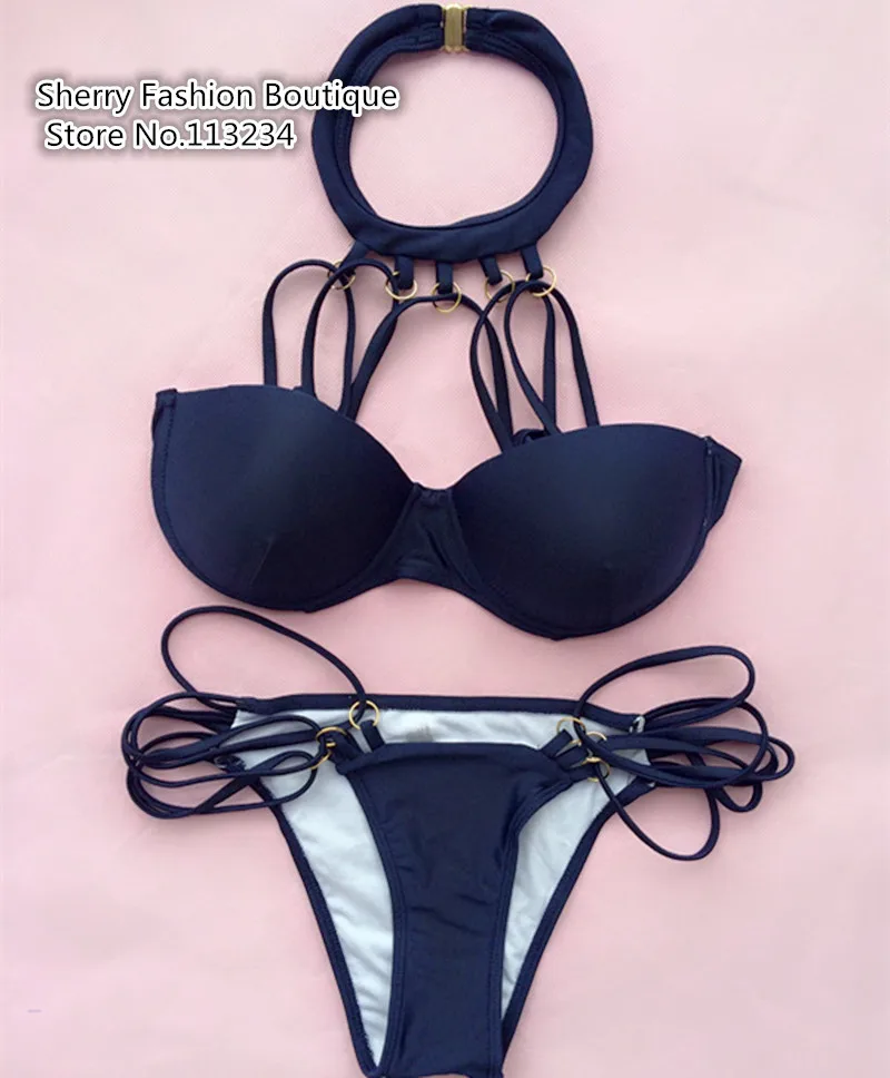 

2015 Women High Waist Bikini set, Push Up Symmetrical Cut Out Swimwear Swimsuit, Brand Bikinis bathing suit Hollow Out biquini